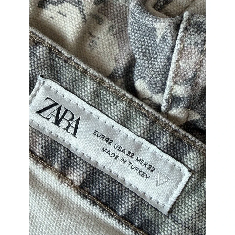Zara Floral Camo Double Knee Pants Men 32x30 Cotton Canvas Utility Cargo